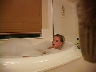 Hidden Camera Catches a Blonde in the Bathtub