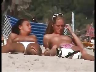 Girls Caught Sunbathing Nude at the Beach